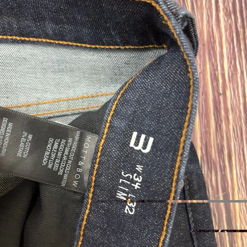 Mott & Bow Dark Blue Slim Jeans Mens Size 34x32 (Actual 34x32) Stretch